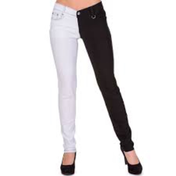 Royal Bones Denim - Royal Bones Black & White Spilt Skinny Jeans